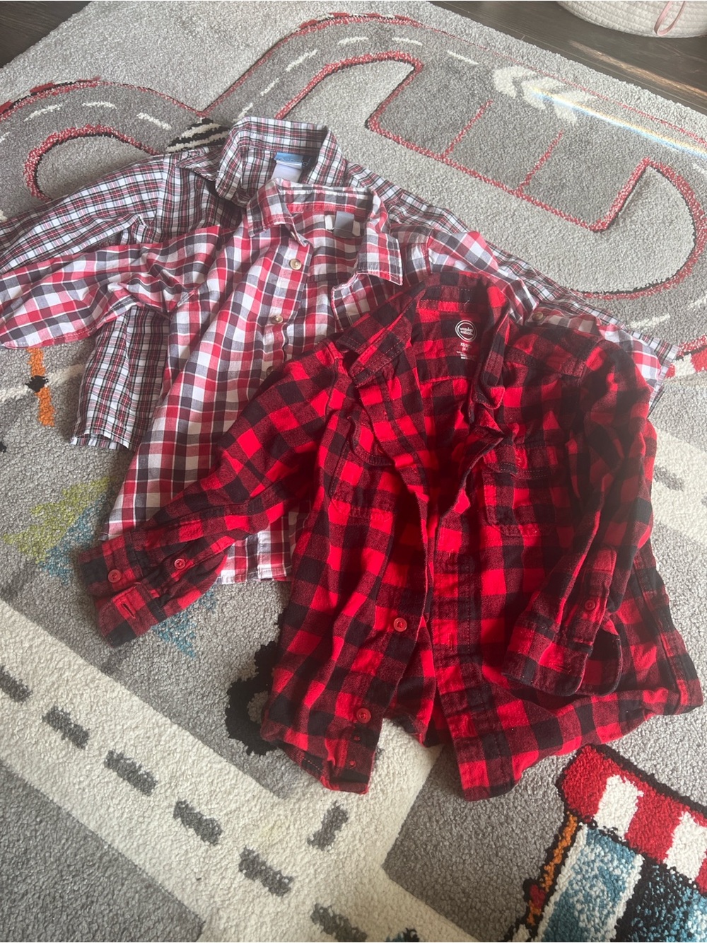 Set of 3 Children's Red & Black Plaid Flannel Shirts - Size 5